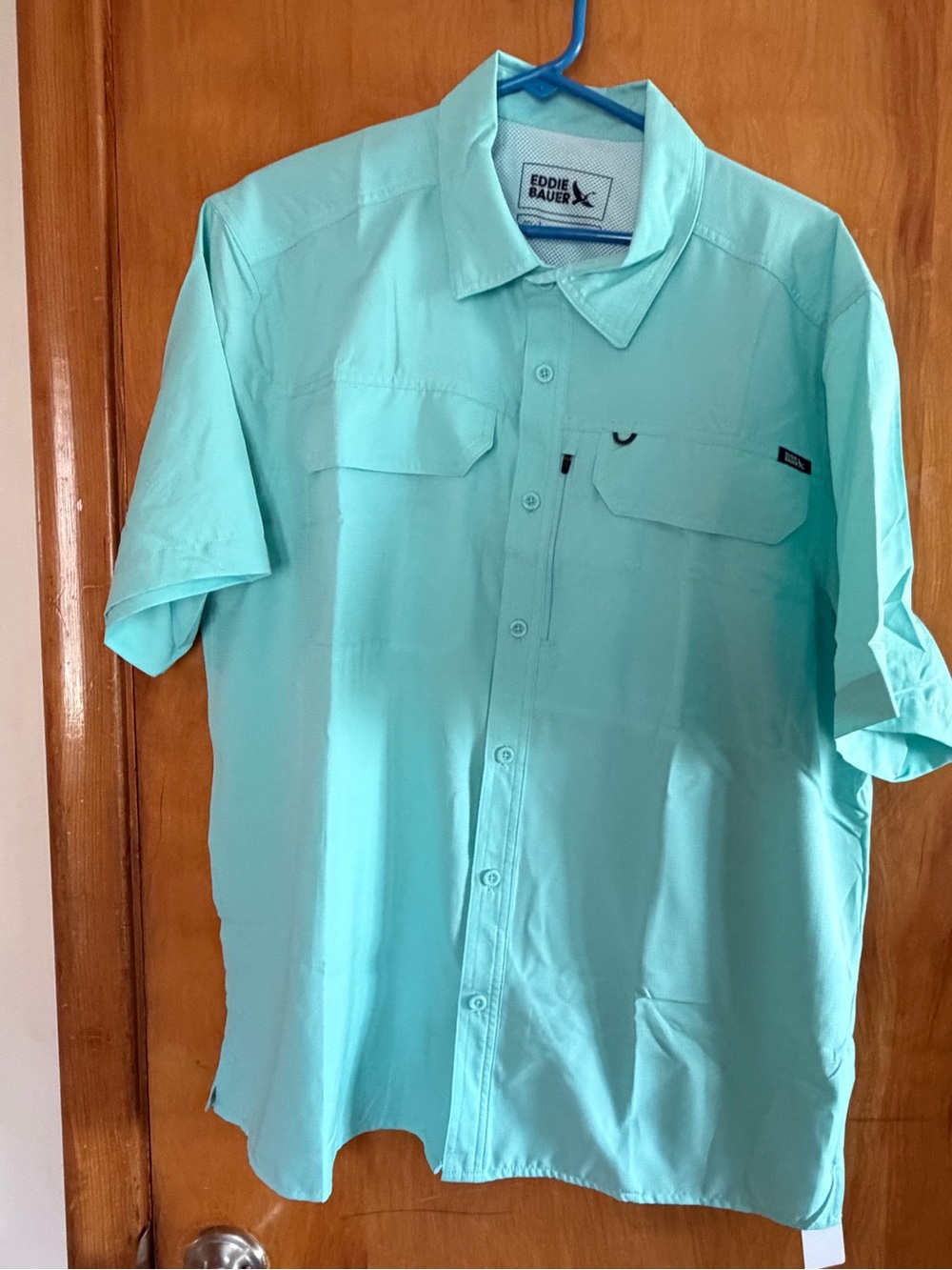 Eddie Bauer Men’s Short-Sleeve Button-Down Shirt - Aqua/Turquoise